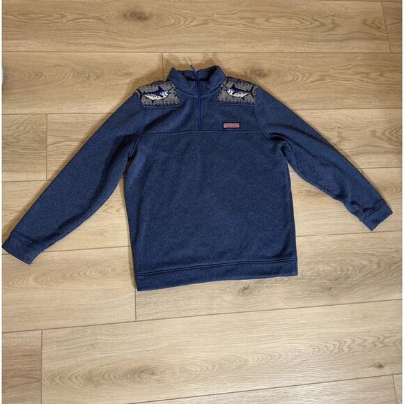 Vineyard Vines Mens Size Large Quarter Zip Pull Over Sweater Blue Swordfish - Picture 1 of 6